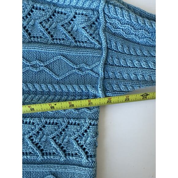 Sundance Rita Easy Cable Knit Blue Sweater Women's M Boho Cottagecore Fisherman - Picture 6 of 8